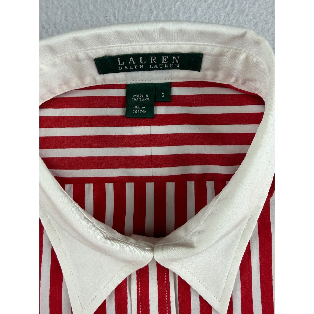 Lauren Ralph Lauren Womens Red White Striped Button Down Shirt Contrast Collar S - Picture 4 of 10